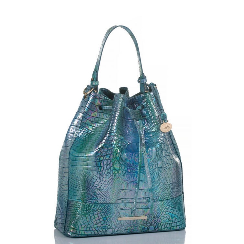 Brahmin Marlowe blue topaz bucket bag. New